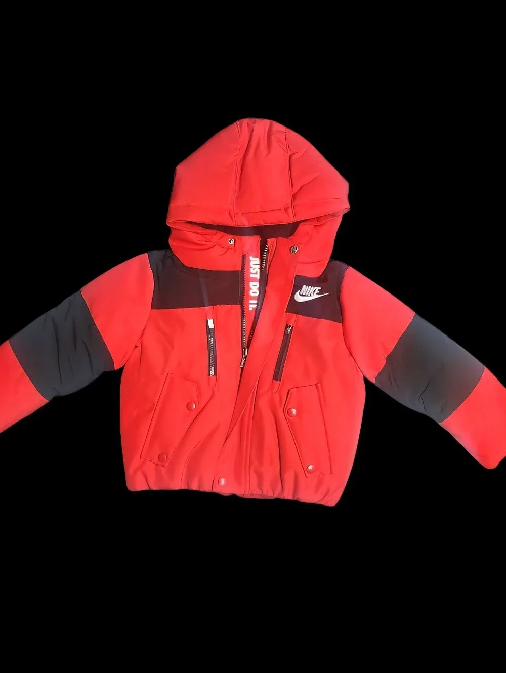 Nike Boys' Logo Tape Outdoor Fleece Lined Heavyweight Red Coat Size 2T MSRP $120